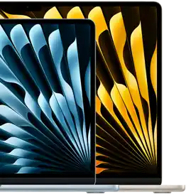 Zwei MacBook Air Laptops zeigen die Größenrelationen der Displays: 13.6
